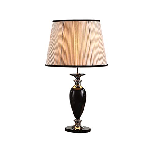 Lampes de table Abat-jour Européen Lampe De Table Art Décoration Lampe De Table En Cristal Tissu Abat-Jour Lampe En Cristal Corps Élégant Design (noir) Lampe de Chevet ou de Table