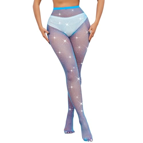 Queen Romance Sparkly Rhinestone Stockings for Women Glitter Fishnets Tights Pantyhose for Dance Concert