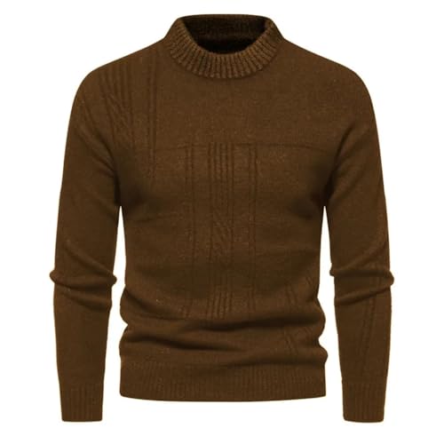 Men's Half High Neck Sweater Warm Knitwear Thickened and Warm Pullover Knit Sweater M47-Coffee L