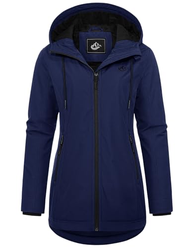 heekpek Veste Femme mi Saison Imperméable Manteau Légère Parka Coupe-Vent Blouson Printemps Mi-Longue Pluie à Capuche Décontracté Manteaux avec Zippée...