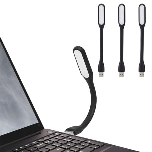 Cerioll USB-Licht, Mini USB-LED-Licht-Lampe, 3 Stück Flexible Schwanenhals-Leselicht, Für Notebook Computer Tastatur, Schwarz