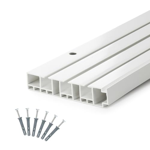DQ-PP GARDINENSCHIENE | 300cm | PVC | 3-läufig | Weiss | inkl. Befestigungsmaterial | 3m (2 x 150cm Verbinder) | Gardinen Schiene Vorhangschienen DQ-PP GARDINENSCHIENE | 300cm | PVC | 3-läufig | Weiss | inkl. Befestigungsmaterial | 3m (2 x 150cm Verbinder) | Gardinen Schiene Vorhangschienen