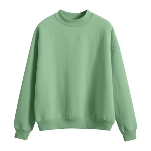 Unisex Boys Girls Basic Sweatshirts Crewneck Long Sleeve Sweatshirts Solid Color Comfy Breathable Fall Tops