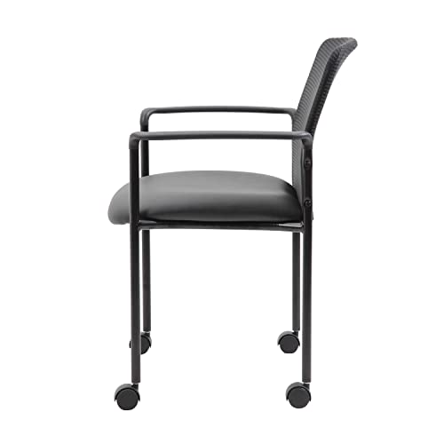 Boss Office Products Mesh And Vinyl Guest Casters Chair, Black #TOP5