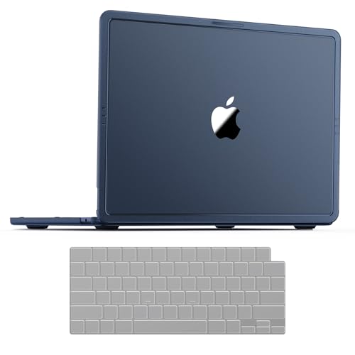 Image of Compatible with MacBook Air 13 inch Case M5 M4 M3 M2 2026 2025-2022, [100% Match Official Color] Protective Hard Shell Laptop Cover +Translucent Keyboard Cove - Midnight Clear