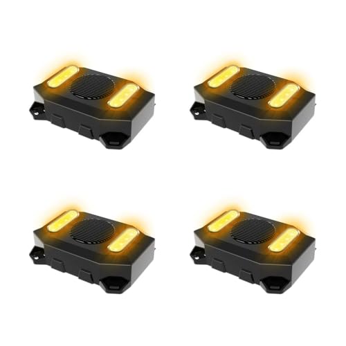 YUESONIC 12-24V White Noise Backup Alarm and Light Warning – 97dB Reversing Safety System for Trucks & Machinery (4PCS)