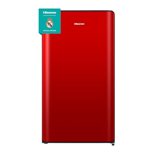 Hisense RR106D4CRE- Frigorífico Una Puerta, Table Top, Congelador, Class E, Capacidad 82L con 87 cm Alto, Congelador Freeze Zone, Cajón frutas y verduras, Silencioso 36 dBA, Color Rojo