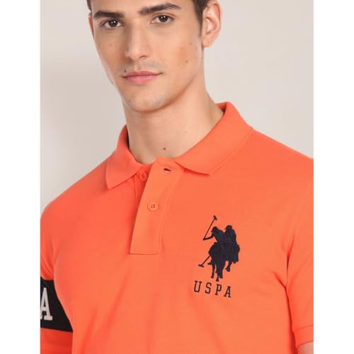 Image of U.S. Polo ASSN. Solid Slim Fit Polo T Shirts for Men - 100% Cotton, Half Sleeves Mens Tshirt