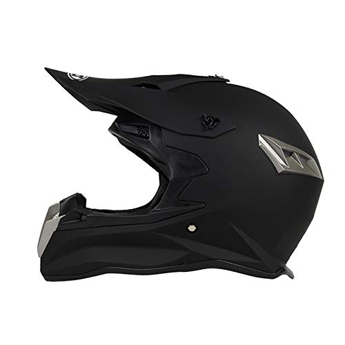 Woljay Casco da Motocross Occhiali Moto Cross Integrali MTB AVT MX per Downhill Offroad Adulti Nero opaco (M)
