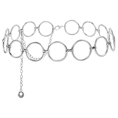 Navoky Circle Chain Belt Waist Chain Gold Belly Body Chains Dress Jewelry for Women and Girls (Silver) Cover