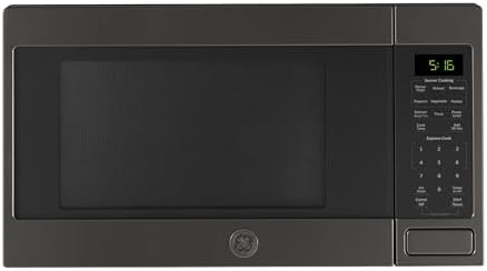 GE Countertop Microwave Oven, 1,150-watt Capacity, 1.6 Cubic Ft., 8 Auto Cooking Settings, Child-Lock Technology, Kitchen Essentials for The Countertop, Dorm Room or Apartment, Black Stainless