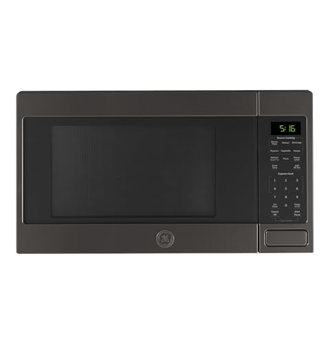 GE Countertop Microwave Oven, 1,150-watt Capacity, 1.6 Cubic Ft., 8 Auto Cooking Settings, Child-Lock Technology, Kitchen Essentials for The Countertop, Dorm Room or Apartment, Black Stainless by GE - Used condition - US$155.10