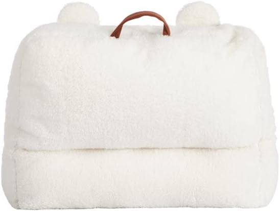 Miniatura 6 de Dearfoams White and Navy Lil Bear - Puf de felpa Sherpa con orejas novedosas, tamaño grande