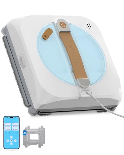 GNOVEL Upgraded Window Cleaning Robot 10000Pa, 15-Stage Anti-Fall, Intelligent Path Planning & Edge Detection, App & Remote Control, Automatic Glass Cleaner for High Rise Window, Glass, Tile