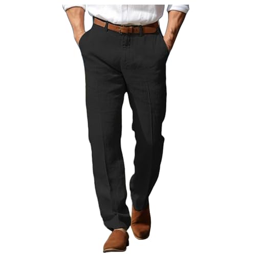 Pantalon lin homme décontracté été léger respirant tenue plage A294