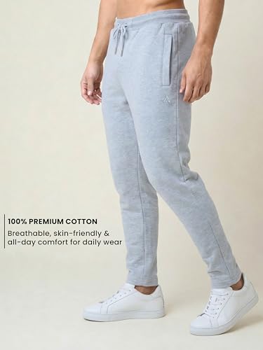 Image of Clans & Hans Men's 100% Pure Cotton Regular Fit Mid Rise Track Pant with Zipper Side Pockets and Back Pocket | Casual Gym Jogging Lounge Wear