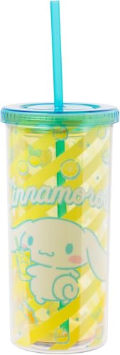 Image of Silver Buffalo Sanrio Hello Kitty & Friends Cinnamoroll Lemons and Lemonade Plastic Cold Cup with Lid & Straw, 20 Ounces (Pack of 12)