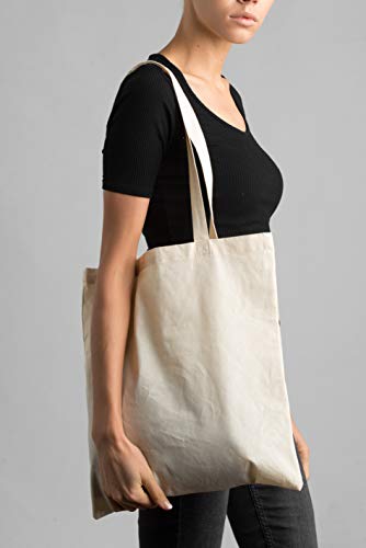 POLHIM Hoogwaardige stoffen zakken, zakken voor wasgoed, sport, winkelen, levensmiddelen, milieuvriendelijke, herbruikbare jute zakken met handgrepen, onbedrukte natuurlijke kleur, 38 x 42 cm, 25 - Image 5