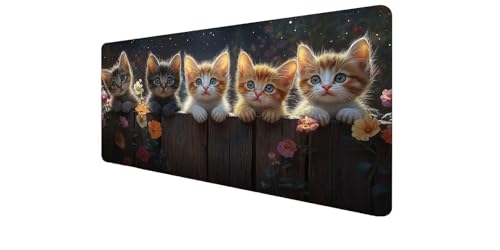 Tapis de souris gaming XXL bords cousus et motif floral pour PC