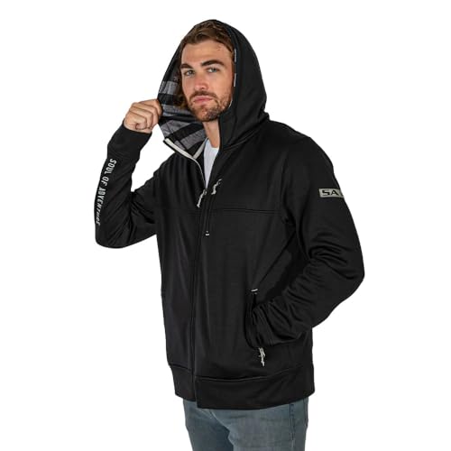 S A Men's Full-Zip Hoodie Sweatshirt - Classic Relaxed Fit, Lined Hood with Ribbed Cuffs & Waistband4