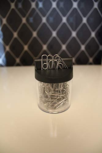 Wedo 2705154 Klammernspender (mit Magnet rund gefüllt, 125 Büroklammern) silber/transparent