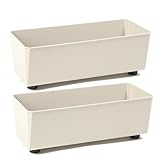 Tymar Blumentopf rechteckig innen, Blumenkasten mit füßen, Pflanzkübel, Kräuterkasten, 2 Stück_SAGA ((2pack) Beige, 28,5x17cm)