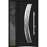 VDOMDOORS Front Exterior Prehung Steel Door 48 (36" + 12" Sidelite) x 80 Left Hand Inswing/Deux 6500 Black Enamel/Side Exterior Window