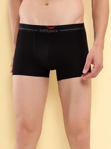 Image of HiFlyers Men's Cotton Spandex Odour-Free, Long Lasting Comfort, All Day Fresh and Confidence Dark Knight Collection Solid Trunks