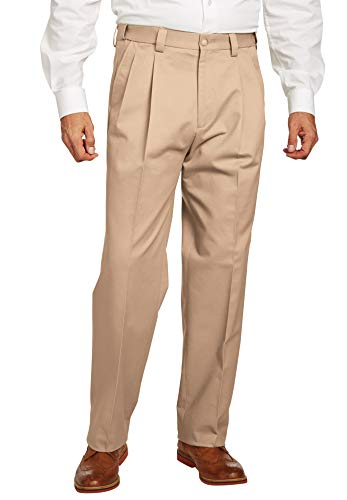 KingSize Men's Big & Tall Classic Fit Wrinkle-Free Expandable Waist Pleat Front Pants