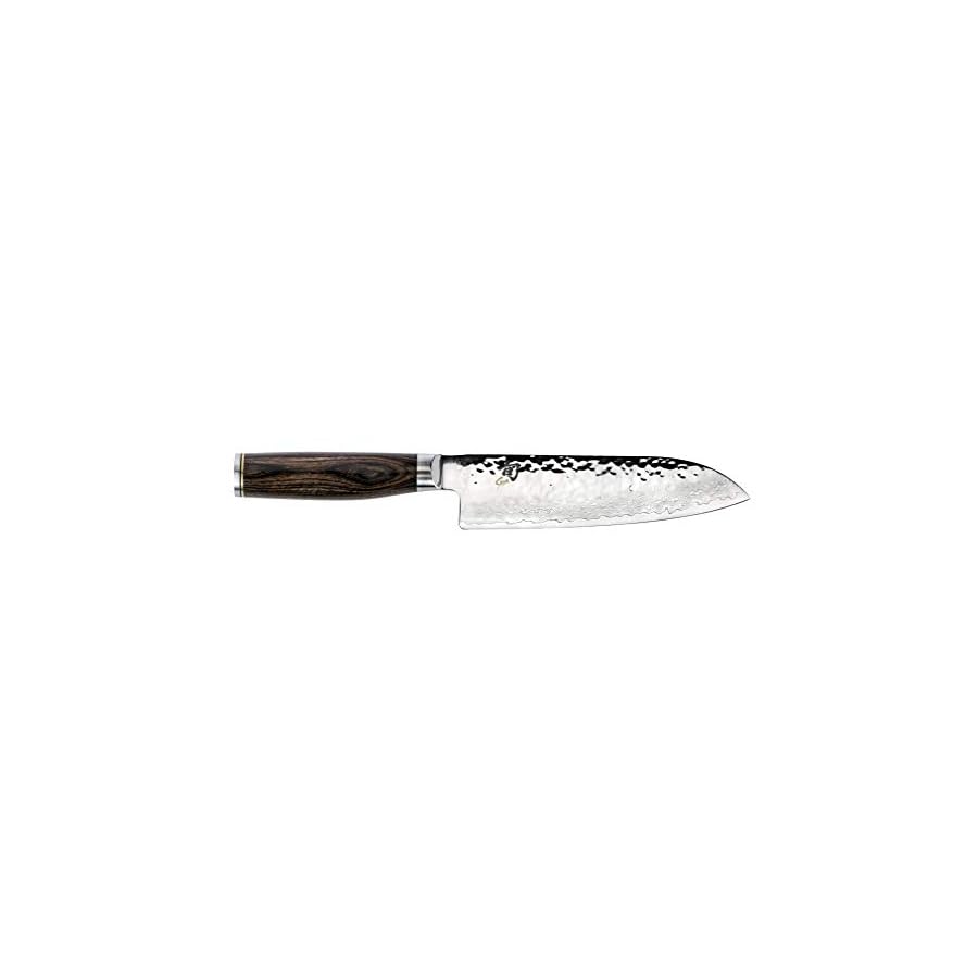 Shun-Premier-7-Santoku-Knife-Hand-Sharpened-Handcrafted-in-Japan-Light-Agile-and-Easy-to-Maneuver-7-Inch-Silver Shun Premier 7" Santoku Knife, Handcrafted and Hand-Sharpened Japanese All Purpose Knife, VG-MAX Core with Damascus Stainless Steel Cladding, Pakkawood Handle, Versatile Japanese Cutting Tool