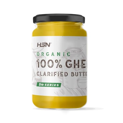 HSN Ghee Mantequilla Clarificada Orgánica 500g | 100% Leche de Vaca Ecológica | Certificado Ecológico | Libre de Lactosa | Sin Aditivos Sin Sal
