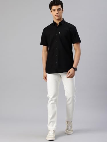 Image of Majestic Man Men's Pure Cotton Dobby Weave Checks Slim Fit Half Sleeve Casual Shirt