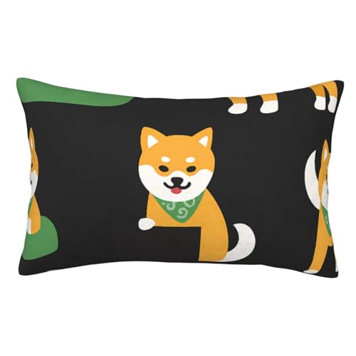 柴犬2(1) 枕カバー 両面 かわいいアニメ印刷 オールシーズン洗い替え 50 Cm X 75 Cm