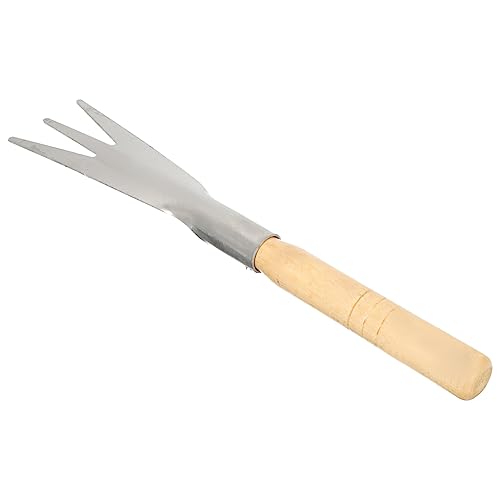 KONTONTY Palita Jardinería con Mango Madera Pala Manual De Dientes Acero Inoxidable para Plantar Deshierbar y Trasplantar Herramienta Práctica para Huerto y Jardín