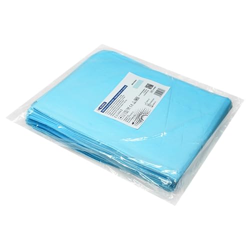 Sábana de Camilla Desechable Impermeable 80x210 cm | Funda para Camilla NO Ajustable | Color Azul y Blanco (10 Unidades)