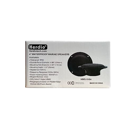 Herdio 4 Inches 320W Ceiling Bluetooth Speakers, 2 Way Flush Mount Ceiling Speakers For Bathroom Kitchen Home Theater, Covered Porches (Black, 4 Speakers) #TOP7