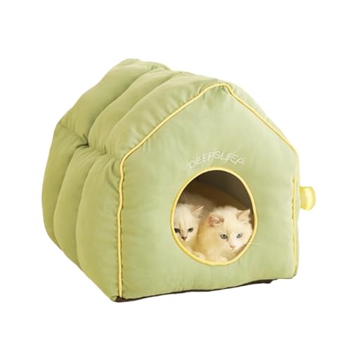 猫ベッド 猫ハウス 冬 ペットベッド ハウス型 ペットハウス 多頭飼い 犬 ハウス クッション付き 防寒 猫 こたつ 犬 ベッド 可愛い 柔らかい 暖かい 洗える ぐっすり眠る 通年利用 ペットハウス クッション 寒さ対策 滑り止め 室内 洗える 通年 (