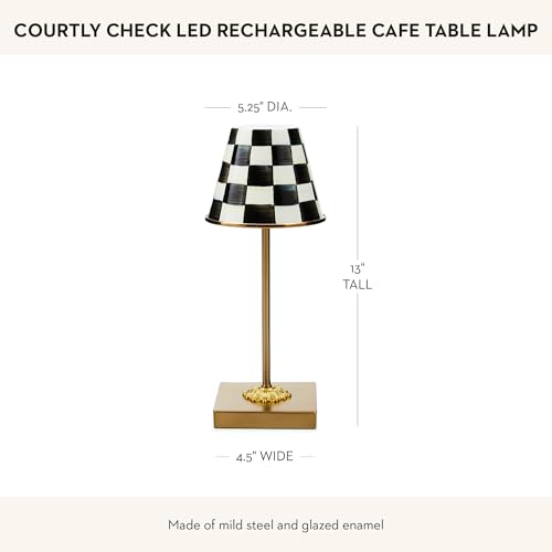 Image of MACKENZIE-CHILDS LED Cafe Table Lamp, Black-and-White Courtly Check