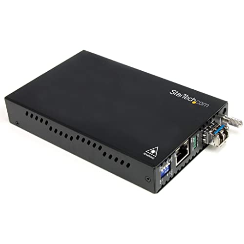 Image of StarTech Multimode LC Fiber Media Converter, GbE, 550m, 850nm (ET91000LC2) | Includes SFP transceiver, 1Gbe network, Fiber to copper, Range