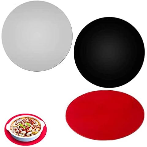 3 Pcs Silicone Microwave Mat Multipurpose Kitchen Heat Resistant Mats Round Non-Stick Silicone Placemat for Microwave, Oven, Hot Pan, Red+Black+Gray (30cm) Cover