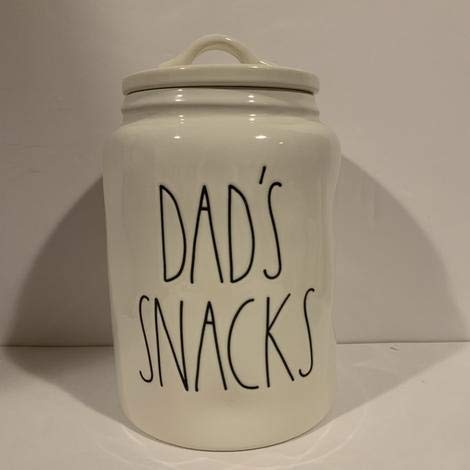 Rae Dunn DAD'S SNACKS Canister -Large - 9 x 5.5in - Ceramic