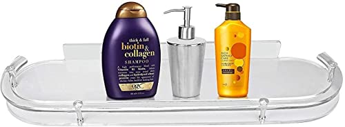 Image of 18inch Oval Transparent ABS Plastic Unbreakable Bathroom Shelf | Wall Mount Rack & Organizer for Kitchen & Bathroom | Durable, Rust-Free, Space-Saving Storage Shelf (Pack of 1)