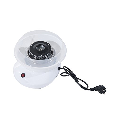 HOMCOM Máquina de Algodón de Azúcar, 450W 550W, Máquina para Hacer Algodón de Azúcar con 10 Palitos, para Fiestas de Cumpleaños Infantiles, en Casa, 27x26x18 cm, Blanco