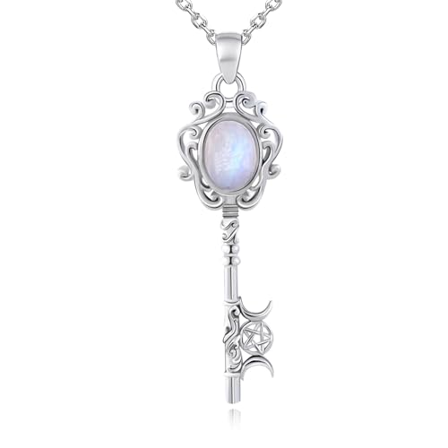 ixluck Natural Moonstone Key Necklace...