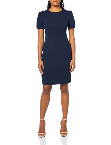 Image of DKNY Women's Short Tulip Sleeve Sheath Dress with Button Detail