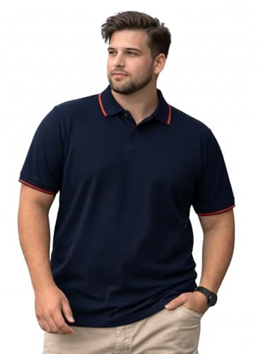 Image of Veirdo Men's Classic Fit Plus Size Polo T-Shirt, Half Sleeve, Stylish Cotton Tee, Formal & Casual Wear, Comfortable & Durable (3XL-5XL)
