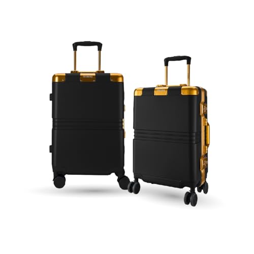 Image of Maleta Gold Series Check-in Medium + Check-in Large | 24'' and 28'' | Premium, Aluminium Frame | Luggage for Travel | Trolley Bag for Travel Set of 2 (Black, Set of 2(Medium-Large))