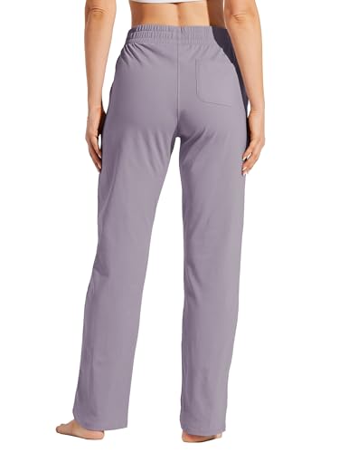 Willit Women's Cotton Sweatpants Yoga Lounge Open Bottom Sports Pants Straight Leg Casual Pants with Pockets