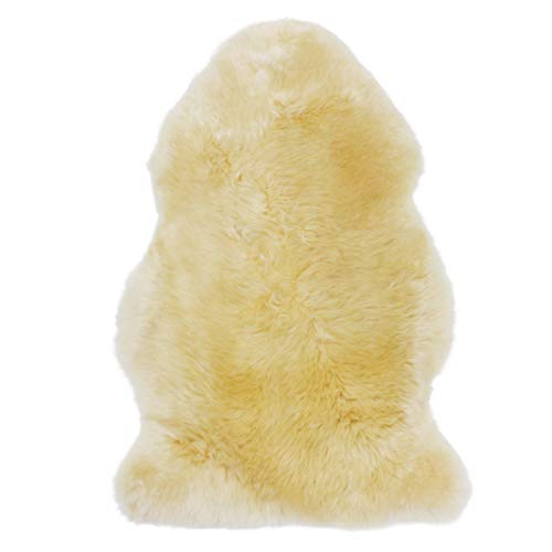 ムートンラグ 天然 オーストラリア産 長毛 1匹物 ラグ ベージュ 60×90cm 洗える NF001BE