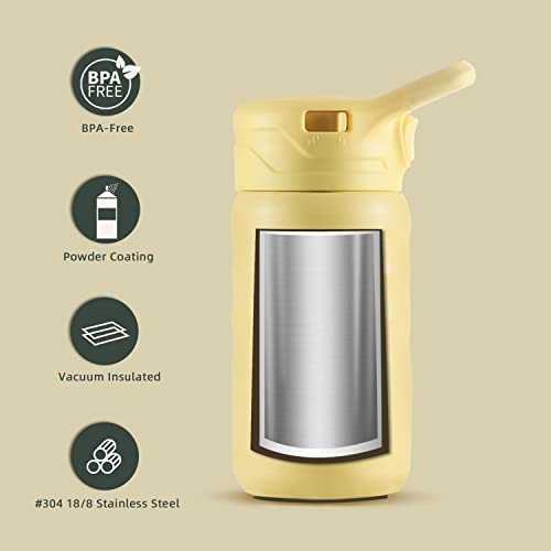 IDEUS Insulated Water Bottle 360ml/12oz, Stainless Steel Water Bottle for School Insulated Bottles with Straws Leakproof - Image 2